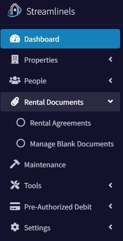 rental documents menu