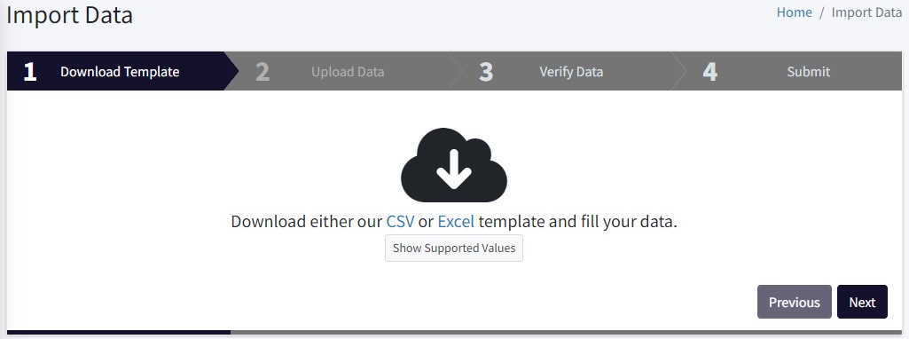 Import Data Panel